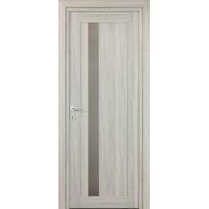 Usa interior Maya, cu geam, reversibila, MDF, 88 x 203 cm, gri deschis