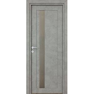 Usa interior Maya, cu geam, reversibila, MDF, 78 x 203 cm, gri inchis