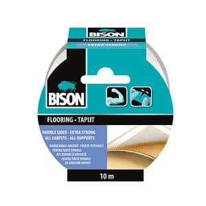 Banda adeziva pentru mocheta Bison, 19 mm x 10 m, alb