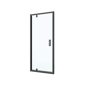 Usa semi pivotanta pentru dus GOODHOME Ledava, 90 x 195 cm, sticla si aluminiu, transparent/negru