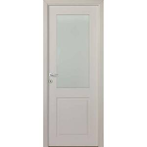 Usa interior Sara, cu geam, reversibila, MDF, 88 x 203 cm, alb