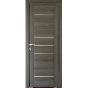 Usa interior Tarra, cu geam, reversibila, MDF, 88 x 203 cm, gri antracit