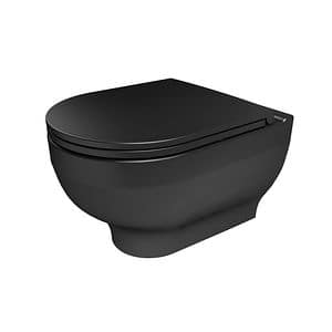 Vas toaleta rotund GOOD HOME Cavally, suspendat pe perete, capac cu inchidere silentioasa, ceramica, negru