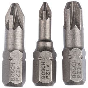 Set biti BOSCH, PZ1, PZ2, PZ3, 25mm, 3 bucati