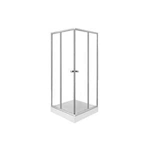 Cabina dus simpla, patrata, sticla, 90 x 90 x 192 cm, alb