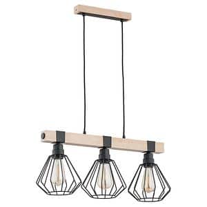 Pendul Fibia, 3 Becuri x 60 W, E27, lemn, maro