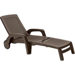 Sezlong pliabil gradina/terasa/plaja Bica Miami, polipropilena, 190 x 70 x 46 cm, maro