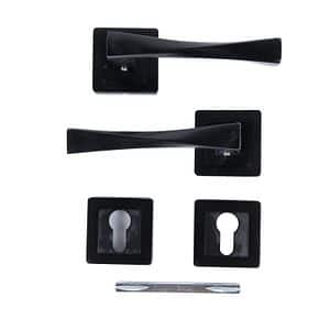 Set manere, rozete cilindru, aluminiu, negru, usi de interior  Yale Verona