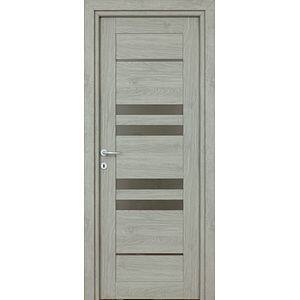 Usa interior Rino, cu geam, reversibila, MDF, 68 x 203 cm, gri deschis