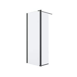 Cabina de dus walk-in, 125 x 195 cm, sticla si aluminiu, transparent/negru