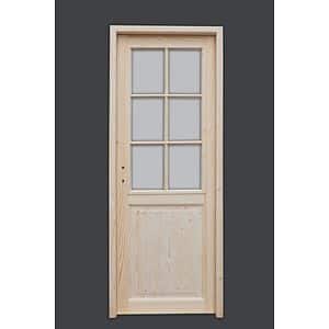Usa interior WDI Minerva, cu geam, lemn masiv, 88 x 205 cm, maro