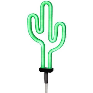 Lampa solara neon LED, cactus, IP54, verde