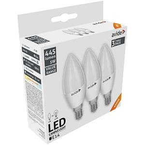 Set 3 becuri LED AVIDE, E14, 5W, 445lm, lumina neutra