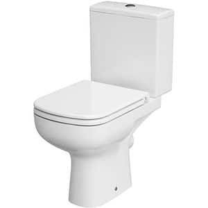 Set vas WC CERSANIT Colour 574 Clean On K103-027, ceramica, evacuare orizontala, rezervor 3-5l, capac soft close, alb