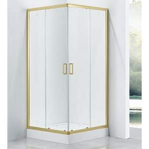 Cabina dus standard BELFORM Fortuna, patrata, aluminiu, 90 x 90 x 185 cm, sticla securizata 6mm, profil auriu