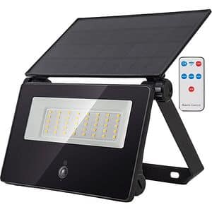 Proiector LED cu panou solar si senzor de miscare AVIDE, 10W, 1300lm, negru