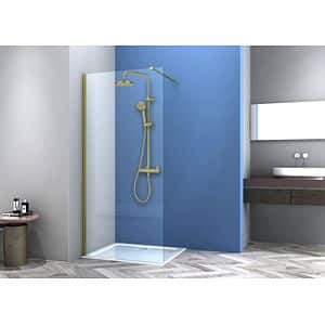 Paravan dus walk-in SANOTECHNIK GF90, aluminiu, 90 x 200 cm, sticla securizata transparenta 6mm, profil auriu
