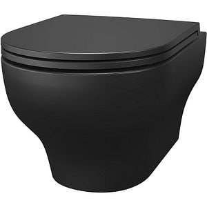 Vas WC suspendat GOODHOME Cavally, ceramica, 53 x 36 x 35 cm, capac SoftClose, negru