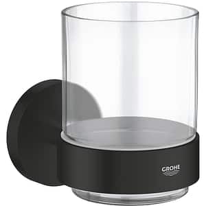 Pahar baie GROHE Essentials 1022562430, metal/sticla, negru