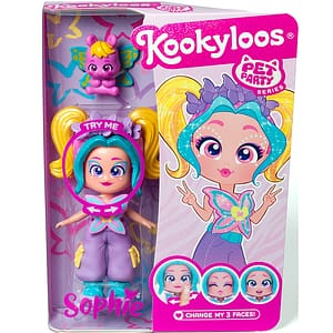 Papusa KOOKYLOOS Pets party - Sophie 1100029661, 3 ani+, mov-galben