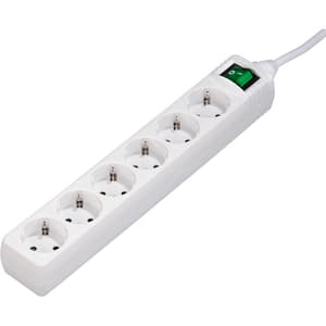Prelungitor HAMA 121915, 6 prize Schuko, 3m, alb