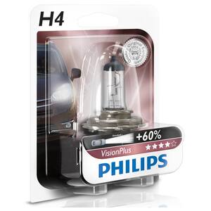 Bec auto far halogen PHILIPS H4 Vision Plus+60%, 12V, 60/55W, P43T-38, blister 1 bucata