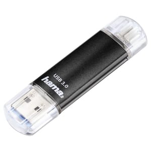 Memorie USB HAMA Laeta Twin 123998, USB 3.0-microUSB, 16GB, 40MBs, negru
