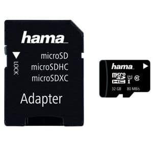 Card de memorie HAMA 124151 microSDXC, 32GB, clasa 10 UHS-I, 80MBs, adaptor