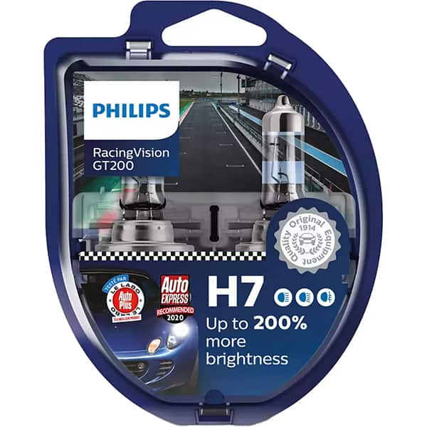 Set becuri auto PHILIPS Racing Vision+, 200%, H7, 3500K, 55W, 2 buc