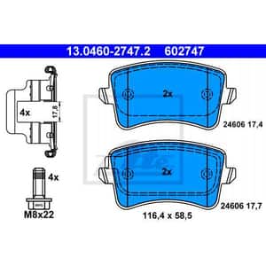 Placute frana spate ATE 13046027472, Audi