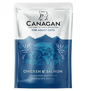 Hrana umeda pentru pisici CANAGAN, Adult, Pui si Somon, 8 x 85 g