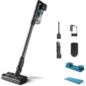 Aspirator vertical PHILIPS Aqua Seria 7000 XC7053/01, 0.6l, 25.2 V, autonomie max 80 min, PowerCyclone 12, negru-albastru