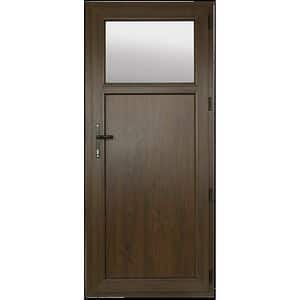 Usa exterior FENSTERWELT, cu geam, 6 camere, stanga, PVC, 88 x 205 cm, nuc