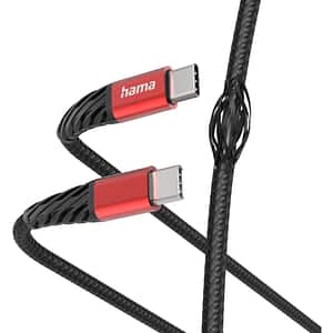 Cablu date HAMA Extreme 201721, USB-C - USB-C, 1.5m, negru-rosu