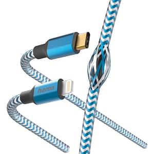 Cablu date HAMA Reflective 201561, USB-C - Lightning, 1.5m, albastru