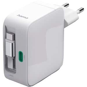 Incarcator retea HAMA 201957, 2x USB-C, Power Delivery (PD) 65W, GaN, alb