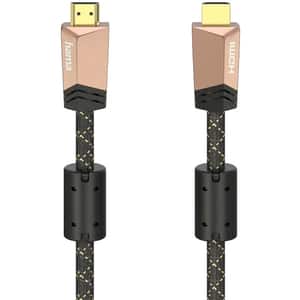 Cablu HDMI Ethernet HAMA 205026, 3m, 4K HDR, placat aur, negru-gri