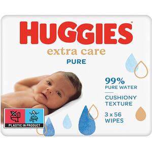Servetele umede HUGGIES Pure Extra Care, 3 pachete, 168 buc