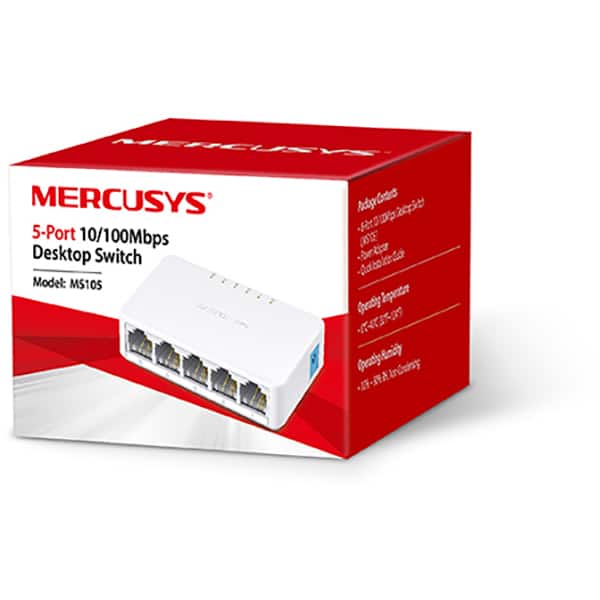 Switch MERCUSYS MS105, 5 porturi Fast Ethernet, alb