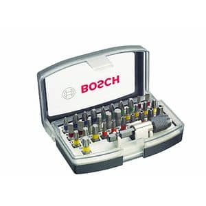 Set biti Bosch 2607017319, 1/4", 32 bucati, otel, suport universal si carcasa