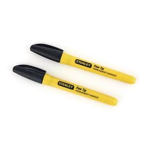 Marker permanent Stanley 0-47-316, varf subtire, 2 bucati, negru