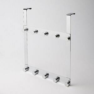 Suport agatatori pentru usa GOODHOME Koros, 38 x 32.4 x 4.6 cm, otel, crom, 10 carlige