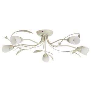 Plafoniera, 5 x 40 W, crem, sticla si metal  Colours Honos