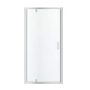 Usa dus pivotanta GoodHome Beloya, aluminiu, 100 x 195 cm, sticla securizata 8mm, profil crom
