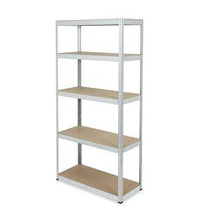 Raft galvanizat 5 polite, 90 x 40 x 180 cm, sarcina maxima/polita 175 kg, otel si MDF, argintiu/maro