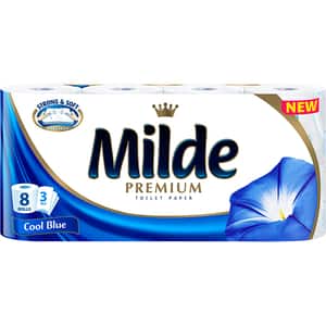 Hartie igienica MILDE Cool Blue, 3 straturi, 8 role