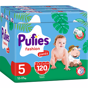 Scutece chilotel PUFIES Fashion&Nature Junior nr 5, Unisex, 12-17 kg, 120buc