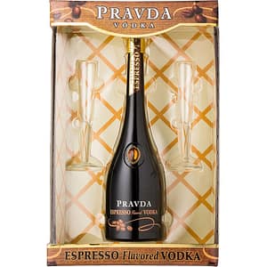 Set Vodka Pravda Espresso, 0.7L + 2 pahare