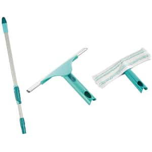 Set stergator geamuri + laveta + maner LEIFHEIT Duster XL, 80-135 cm, turcoaz