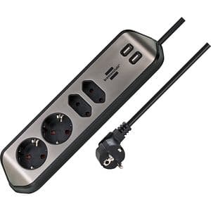 Prelungitor BRENNENSTUHL Estilo, 4 prize, 2m, argintiu